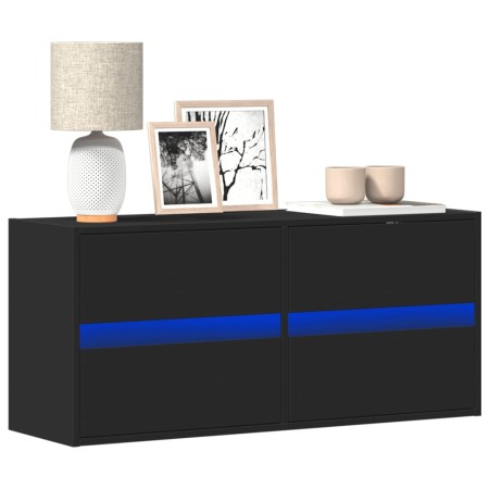 Wall-mounted TV stand with LED lights black 100x31x45 cm by , TV Furniture - Ref: Foro24-852293, Price: 91,49 €, Discount: %