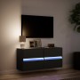 Wall-mounted TV stand with LED lights black 100x31x45 cm by , TV Furniture - Ref: Foro24-852293, Price: 91,49 €, Discount: %