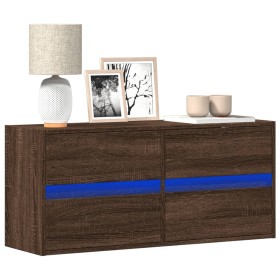 Wall-mounted TV stand with LED lights in brown oak, 100x31x45 cm. by , TV Furniture - Ref: Foro24-852298, Price: 91,99 €, Dis...