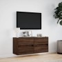 Wall-mounted TV stand with LED lights in brown oak, 100x31x45 cm. by , TV Furniture - Ref: Foro24-852298, Price: 91,49 €, Dis...