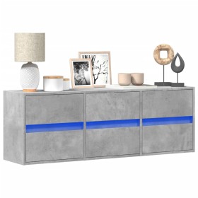 Wall-mounted TV stand with LED lights in concrete gray, 130x31x45 cm. by , TV Furniture - Ref: Foro24-852302, Price: 111,51 €...