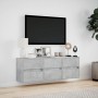 Wall-mounted TV stand with LED lights in concrete gray, 130x31x45 cm. by , TV Furniture - Ref: Foro24-852302, Price: 111,51 €...