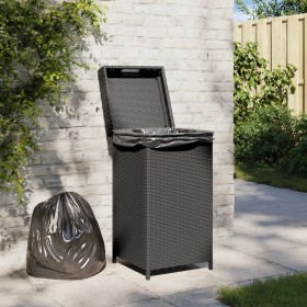 Mülleimer aus schwarzem synthetischem Rattan 40x40x80 cm von , Mülltonnen und Mülltonnen - Ref: Foro24-366632, Preis: 79,99 €...