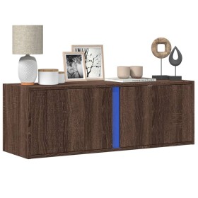 Wall-mounted TV stand with LED lights in brown oak color, 100x31x35 cm. by , TV Furniture - Ref: Foro24-852270, Price: 66,99 ...