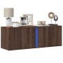 Wall-mounted TV stand with LED lights in brown oak color, 100x31x35 cm. by , TV Furniture - Ref: Foro24-852270, Price: 66,94 ...