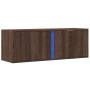 Wall-mounted TV stand with LED lights in brown oak color, 100x31x35 cm. by , TV Furniture - Ref: Foro24-852270, Price: 66,94 ...