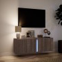 Wall-mounted TV stand with LED lights in brown oak color, 100x31x35 cm. by , TV Furniture - Ref: Foro24-852270, Price: 66,94 ...