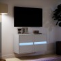 Wall-mounted TV cabinets with LED lights 2 units white 41x31x45 cm by , TV Furniture - Ref: Foro24-852272, Price: 106,02 €, D...