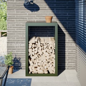 Green steel firewood rack 60x40x100 cm by , Firewood bags and holders - Ref: Foro24-850992, Price: 113,26 €, Discount: %