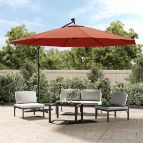 Cantilever umbrella with LED lights terracotta 350 cm by vidaXL, Umbrellas - Ref: Foro24-313783, Price: 132,99 €, Discount: %