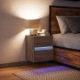 Wall-mounted bedside table with LED lights in brown oak by , Nightstands - Ref: Foro24-3307973, Price: 61,11 €, Discount: %