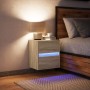 Mesita de noche de pared con luces LED roble Sonoma de , Mesitas de noche - Ref: Foro24-3307965, Precio: 59,28 €, Descuento: %