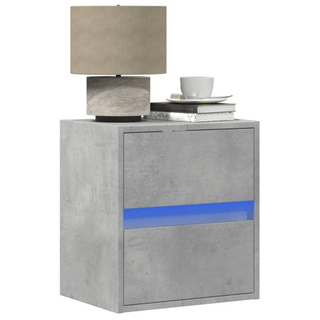 Wall-mounted bedside table with LED lights in concrete gray by , Nightstands - Ref: Foro24-3307967, Price: 58,99 €, Discount: %