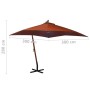 Sombrilla colgante con palo madera maciza abeto terracota 3x3 m de vidaXL, Sombrillas - Ref: Foro24-313777, Precio: 157,99 €,...