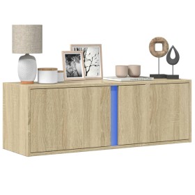 Wall-mounted TV stand with LED lights Sonoma oak 100x31x35 cm by , TV Furniture - Ref: Foro24-852266, Price: 64,99 €, Discoun...