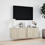 Wall-mounted TV stand with LED lights Sonoma oak 100x31x35 cm by , TV Furniture - Ref: Foro24-852266, Price: 65,01 €, Discoun...