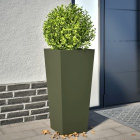 2 olive green steel planters 35x35x75 cm by , Pots and planters - Ref: Foro24-851087, Price: 97,99 €, Discount: %