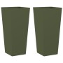 2 olive green steel planters 35x35x75 cm by , Pots and planters - Ref: Foro24-851087, Price: 108,48 €, Discount: %