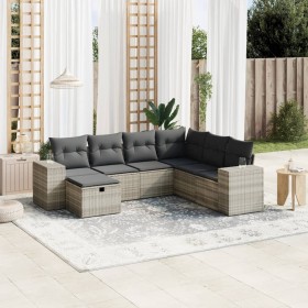 7-piece garden sofa set with light gray PE rattan cushions by , Garden sets - Ref: Foro24-3264458, Price: 512,98 €, Discount: %