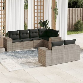 7-piece garden sofa set with light gray PE rattan cushions by , Garden sets - Ref: Foro24-3222811, Price: 585,24 €, Discount: %