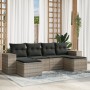 Garden sofa set 6 pieces and gray synthetic rattan cushions by , Garden sets - Ref: Foro24-3222921, Price: 417,21 €, Discount: %