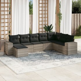 Gartensofa-Set, 8-teilig, mit grauen Kissen aus synthetischem Rattan von , Gartensets - Ref: Foro24-3222961, Preis: 571,60 €,...