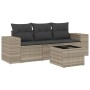 Gartensofa-Set, 4-teilig, mit grauen Kissen aus synthetischem Rattan von , Modulare Sofas für den Außenbereich - Ref: Foro24-...