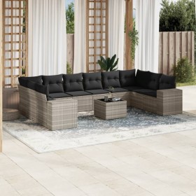 Garden sofa set 11 pieces and gray synthetic rattan cushions by , Garden sets - Ref: Foro24-3223081, Price: 782,13 €, Discoun...