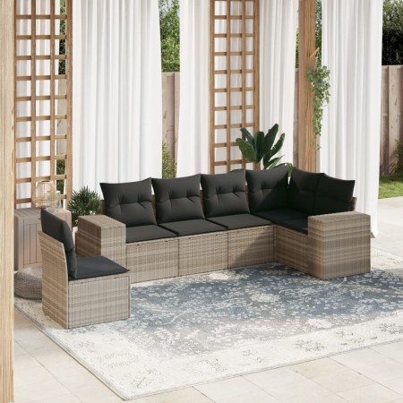 Garden sofa set 6 pieces and gray synthetic rattan cushions by , Garden sets - Ref: Foro24-3222631, Price: 457,94 €, Discount: %