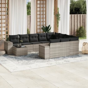 Gartensofagarnitur 11-teilig mit grauen Polstern aus synthetischem Rattan von , Gartensets - Ref: Foro24-3223131, Preis: 784,...