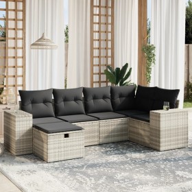 Garden sofa set 6 pieces and gray synthetic rattan cushions by , Garden sets - Ref: Foro24-3264418, Price: 470,27 €, Discount: %