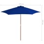 Sombrilla de jardín con palo de madera azul 270 cm de vidaXL, Sombrillas - Ref: Foro24-313763, Precio: 63,92 €, Descuento: %