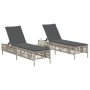 Sun loungers with small table, 2 units, light gray synthetic rattan by , Loungers - Ref: Foro24-4002751, Price: 267,80 €, Dis...