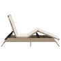 Sun lounger with beige synthetic rattan cushion by , Loungers - Ref: Foro24-4002705, Price: 140,99 €, Discount: %