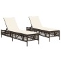 Sun loungers with cushions 2 units synthetic brown rattan by , Loungers - Ref: Foro24-3261597, Price: 273,47 €, Discount: %