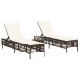 Sun loungers with cushions 2 units synthetic brown rattan by , Loungers - Ref: Foro24-3261597, Price: 273,47 €, Discount: %