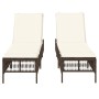 Sun loungers with cushions 2 units synthetic brown rattan by , Loungers - Ref: Foro24-3261597, Price: 273,47 €, Discount: %