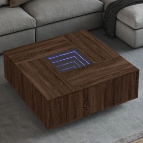 Mesa de centro con Infinity LED marrón roble 100x100x40 cm de , Mesas de centro - Ref: Foro24-3284048, Precio: 218,99 €, Desc...