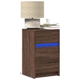 Nightstand with LED lights made of engineered oak wood in brown. by , Nightstands - Ref: Foro24-852018, Price: 62,10 €, Disco...