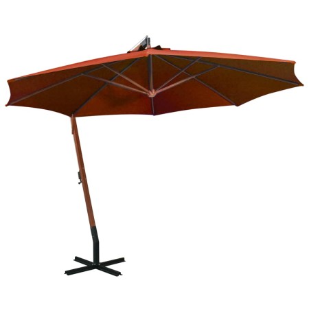 Hanging parasol with terracotta fir wood stick 3.5x2.9 m by vidaXL, Umbrellas - Ref: Foro24-313771, Price: 203,40 €, Discount: %