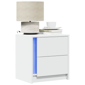 Bedside table with white engineered wood and LED lights by , Nightstands - Ref: Foro24-852047, Price: 57,00 €, Discount: %