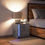 Mesita de noche con luces LED madera ingeniería gris hormigón de , Mesitas de noche - Ref: Foro24-852053, Precio: 55,33 €, De...