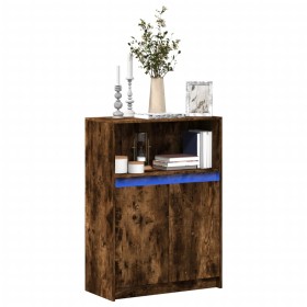 Sideboard with LED lighting, engineered smoked oak wood, 72x34x100 cm. by , Sideboards - Ref: Foro24-852163, Price: 91,99 €, ...