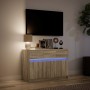 TV stand made of Sonoma oak engineered wood for LED TVs, measuring 91x34x61 cm. by , TV Furniture - Ref: Foro24-852182, Price...