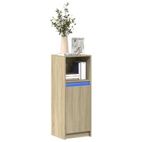 Aparador con LED madera de ingeniería roble Sonoma 38x34x100 cm de , Aparadores - Ref: Foro24-852168, Precio: 65,99 €, Descue...