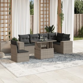 7-piece garden sofa set with light gray PE rattan cushions by , Garden sets - Ref: Foro24-3269202, Price: 576,15 €, Discount: %