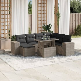 Garden sofa set 8 pieces and gray synthetic rattan cushions by , Garden sets - Ref: Foro24-3269332, Price: 612,80 €, Discount: %