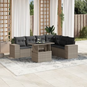 7-piece garden sofa set with light gray PE rattan cushions by , Garden sets - Ref: Foro24-3269192, Price: 563,46 €, Discount: %