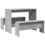 Mesa y bancos de comedor 3 pzas madera ingeniería gris hormigón de , muebles para cocinas y comedores - Ref: Foro24-855533, P...