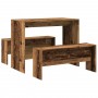 Dining table and benches 3 pieces aged engineered wood by , Furniture sets for kitchens and dining rooms - Ref: Foro24-855538...